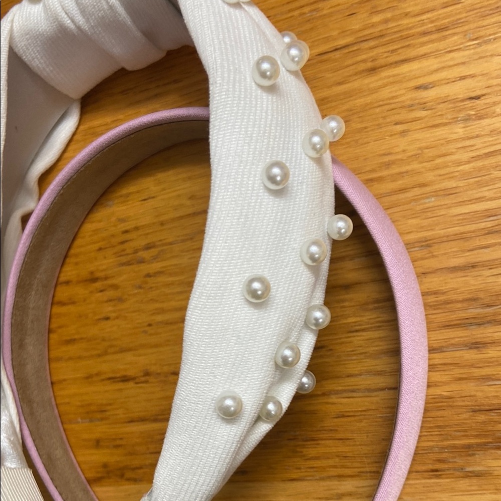 White and Pink Pearl Embellished Headbands